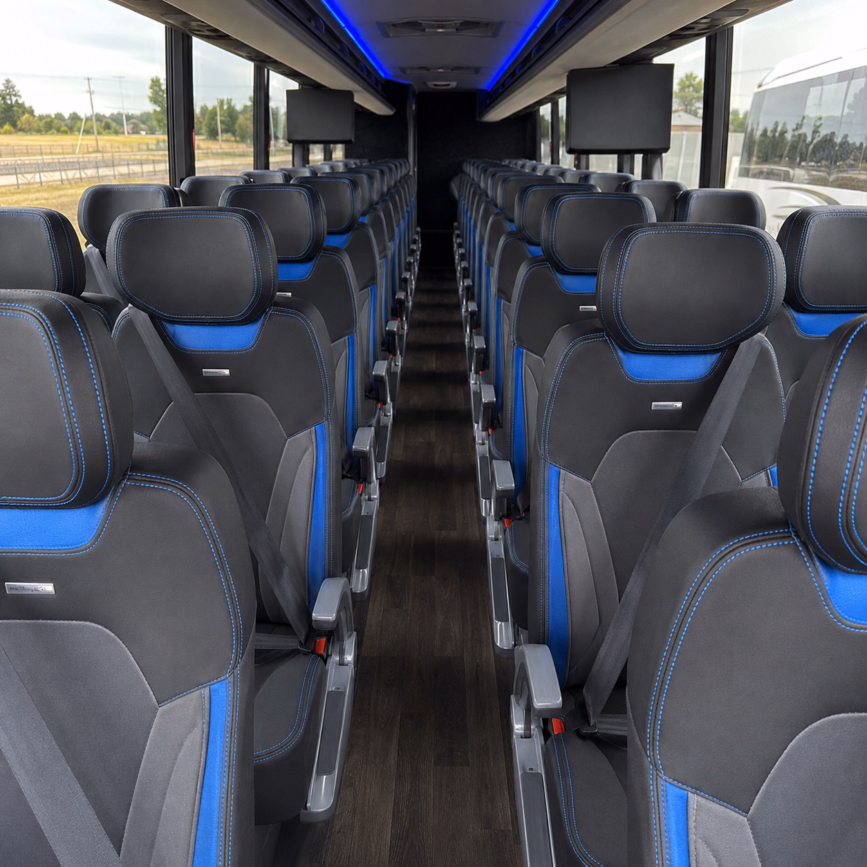 56 passenger charter bus inside
