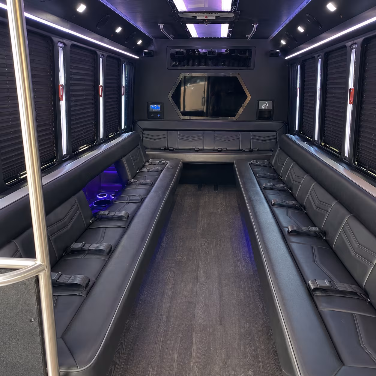 santa monica 18 passenger party bus interior