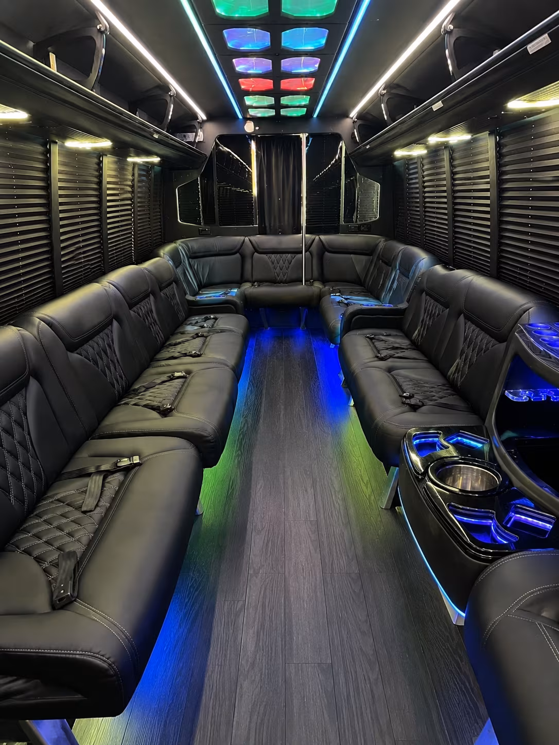 santa monica 20 passenger party bus interior