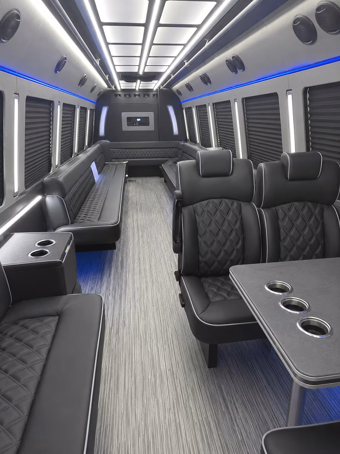 santa monica 25 passenger party bus inside
