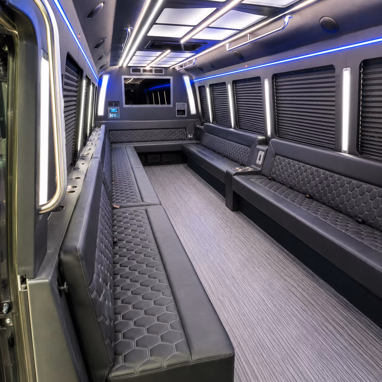 santa monica 40 passenger party bus interior