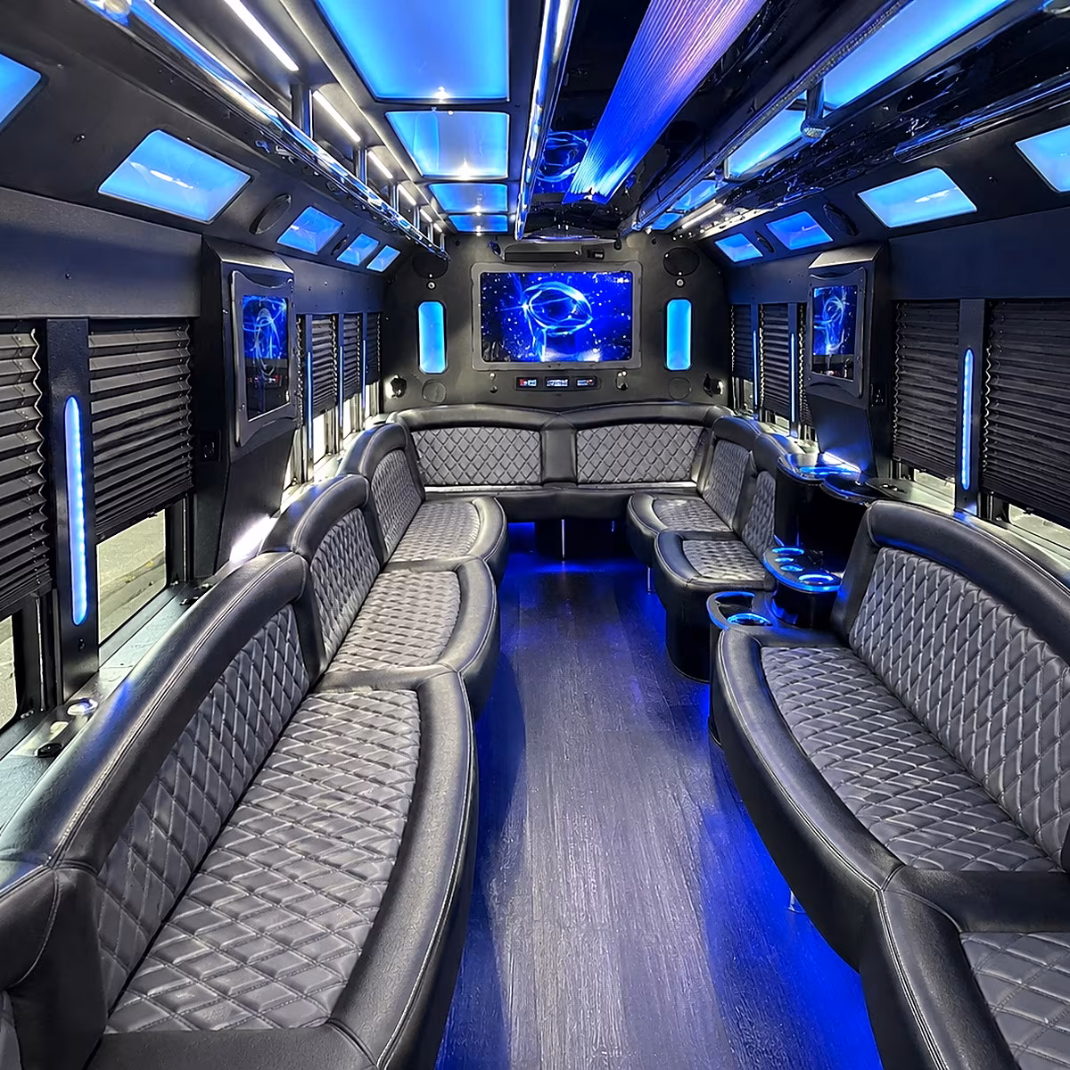 santa monica 50 passenger party bus interior