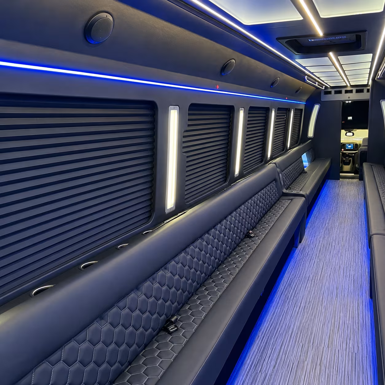 santa monica party bus rental interior